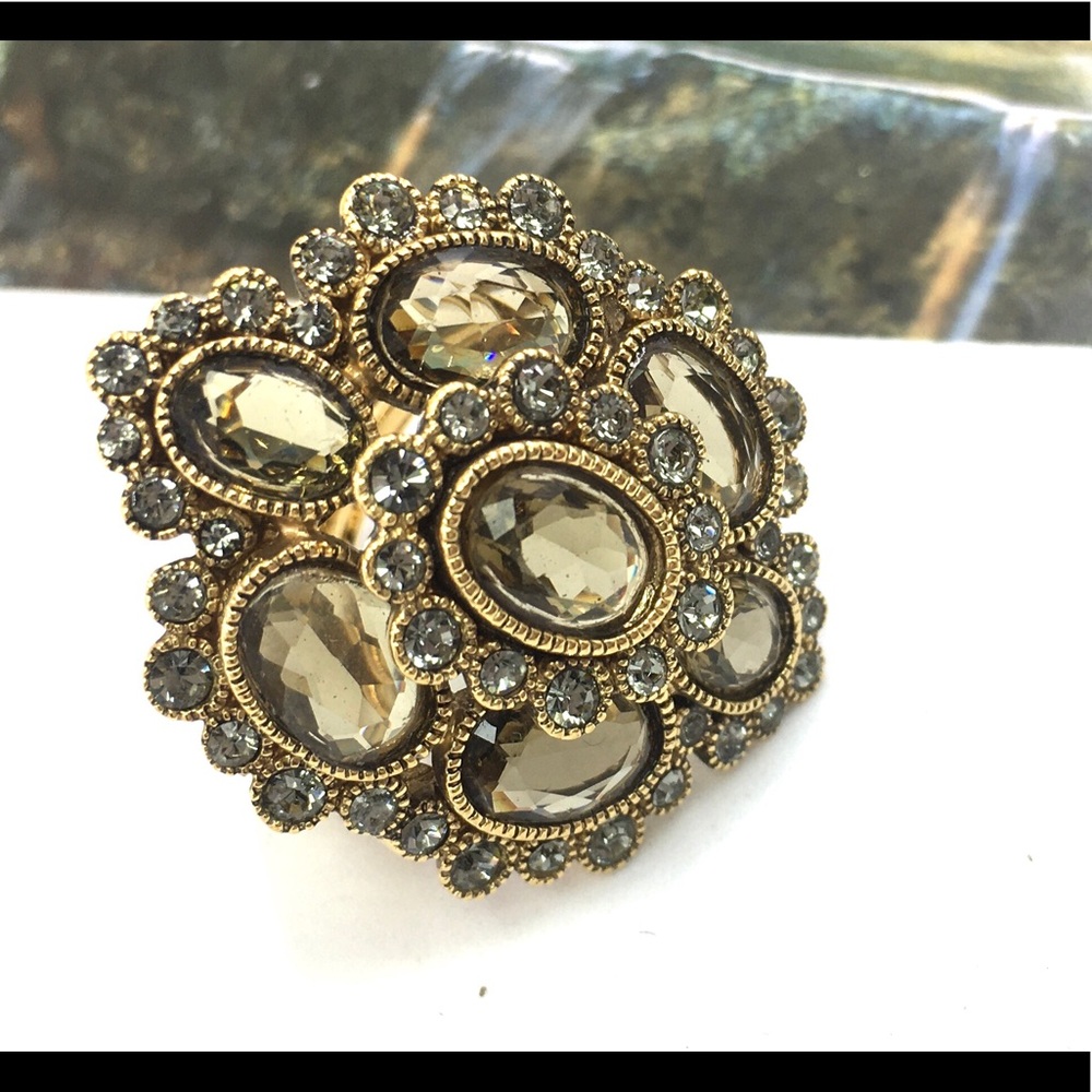 Monet Huge Runway Statement Champagne Rhinestone … - image 1